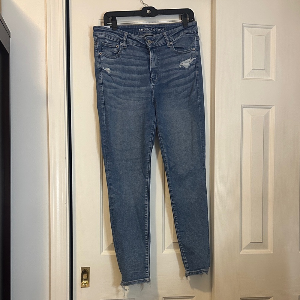 American Eagle Outfitters Women's Distressed Jeggings - Light Blue